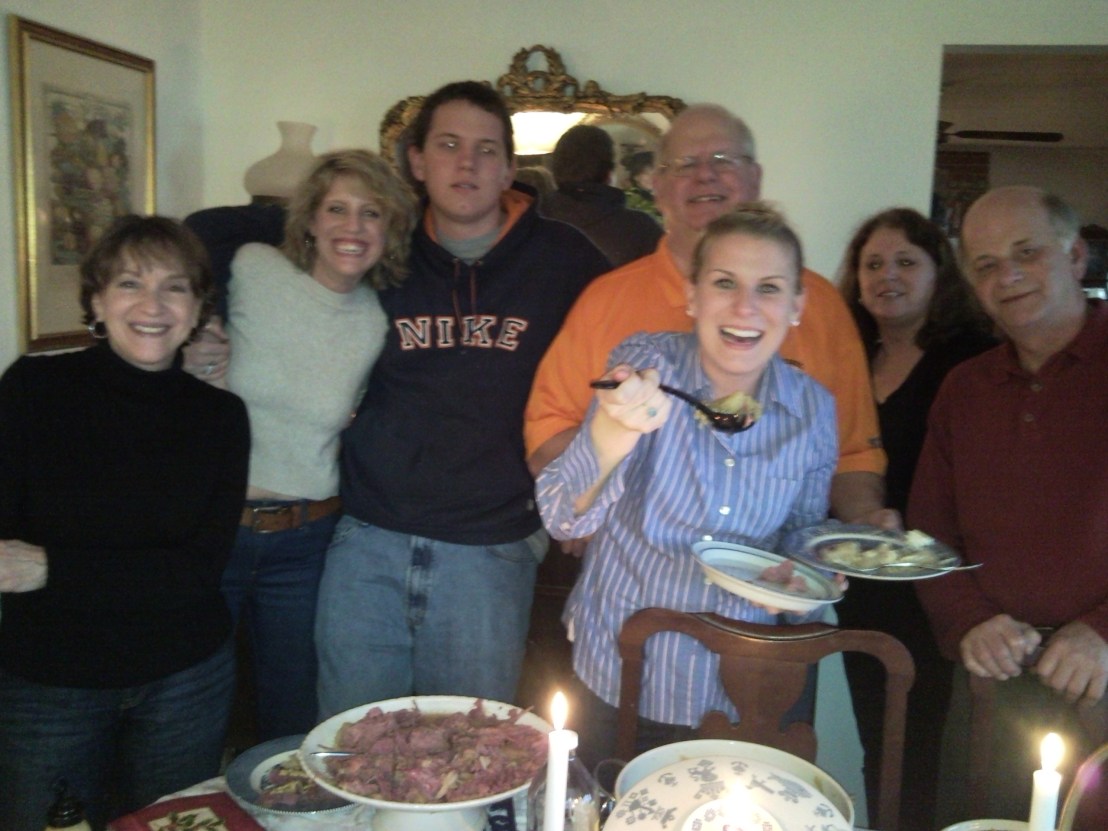 snc000451 All the fam together for my the celebration. (L->R) Aunt D, Me, lil bro John, Dad, lil sis Alexa, Mom, Uncle Bob